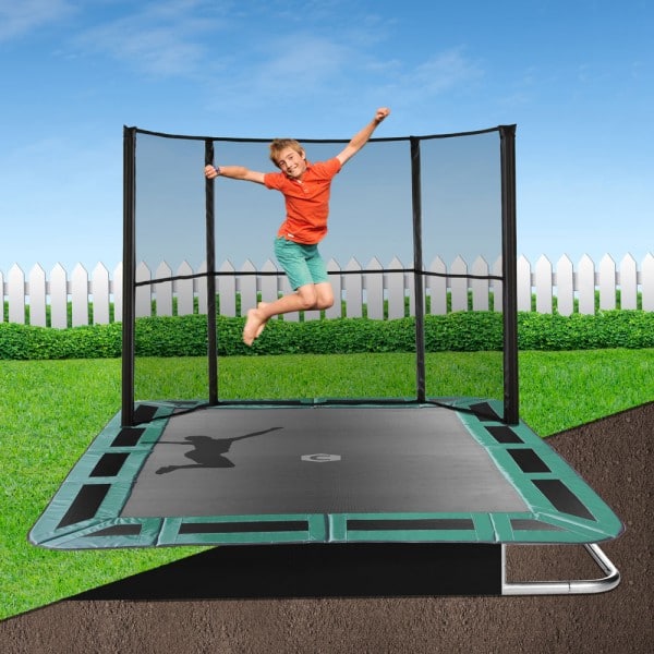 14ft X 10ft Capital Play Rectangular In Ground Trampoline Kit Green 14ft X 10ft Capital Play Rectangular In, Rectangle Trampoline In Ground With Net